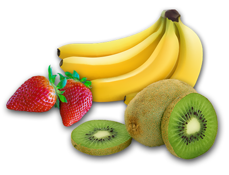 Bananen, Erdbeeren und Kiwi