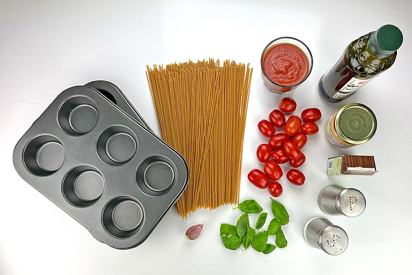 Zutaten für Spaghetti-Muffins